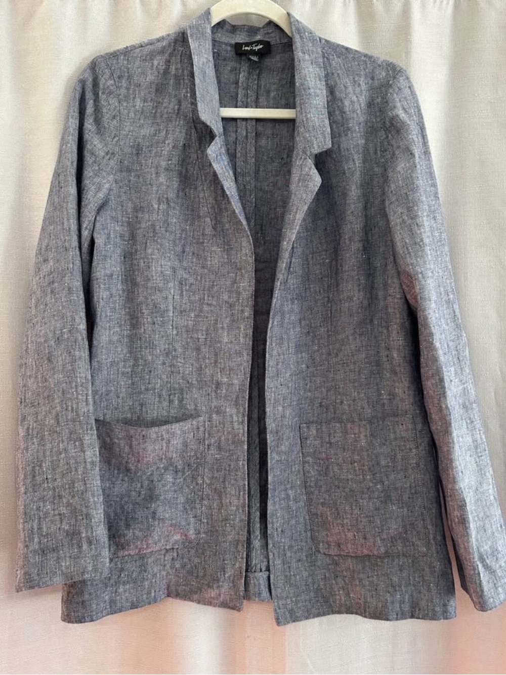 Lord & Taylor Heathered Gray Open Front Blazer Jacket
